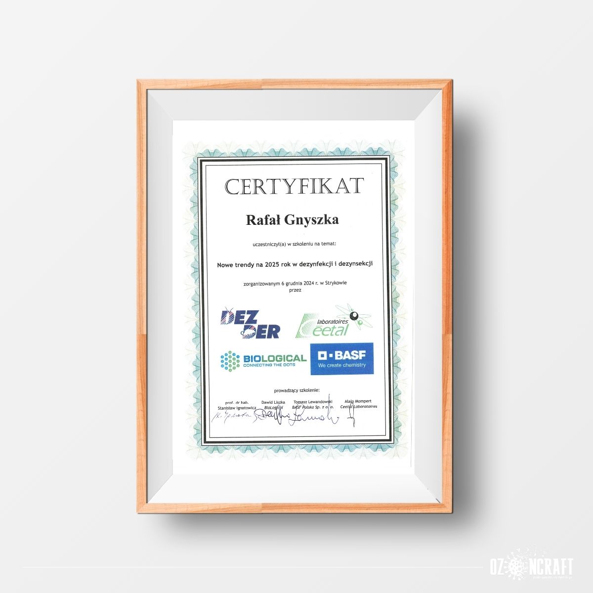 certyfikat ozoncraft