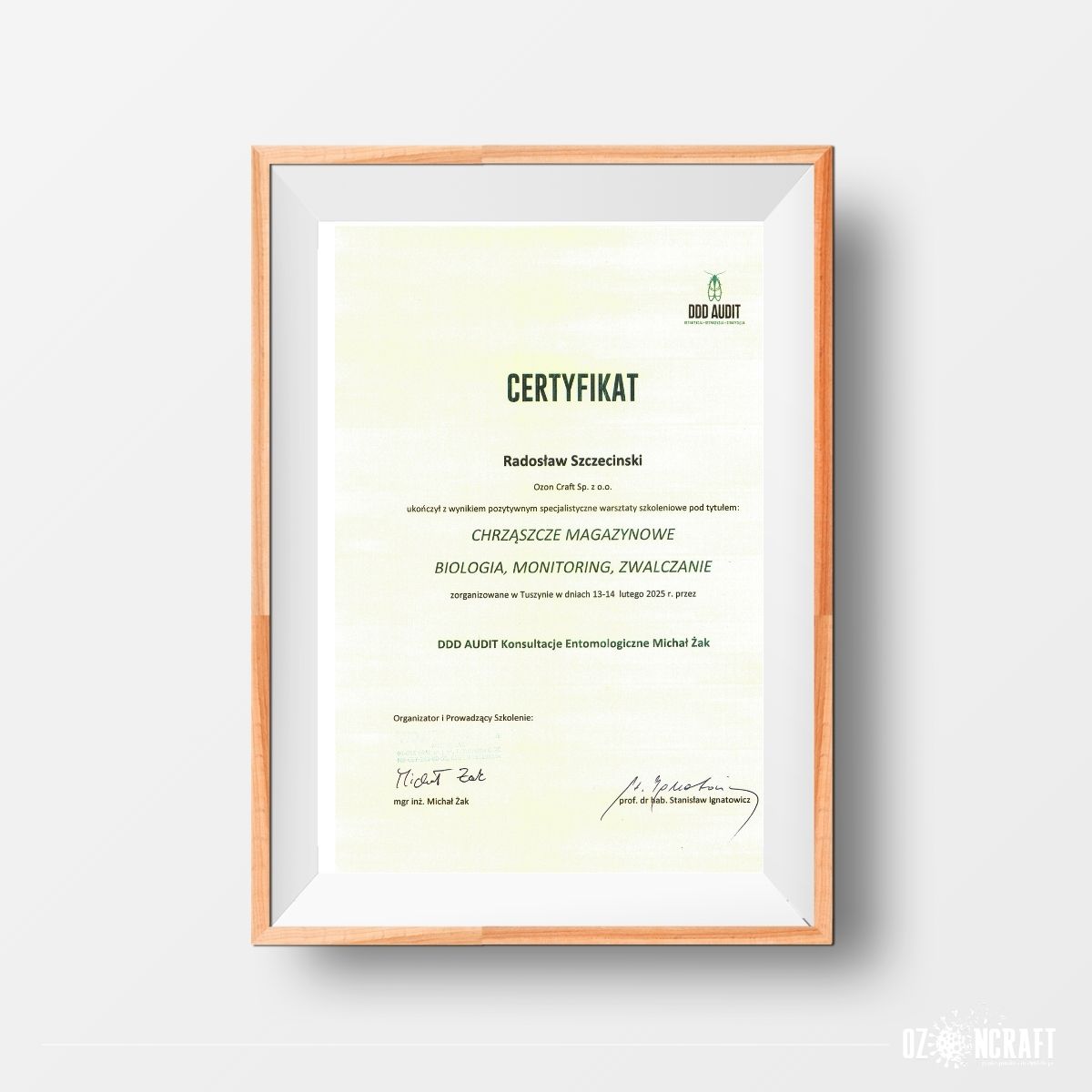 certyfikat ozoncraft